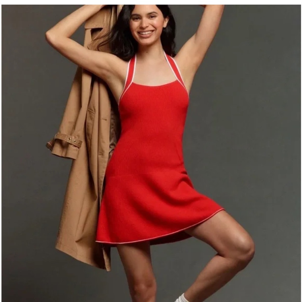Anthropologie Red Mini Dress